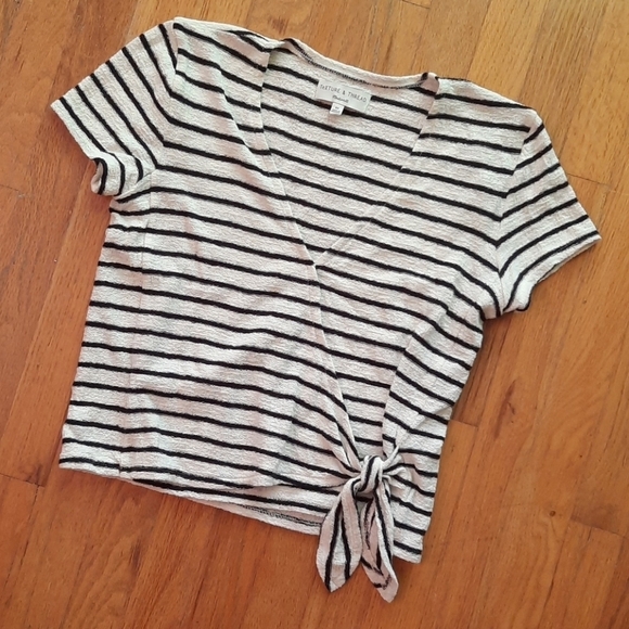 Madewell Tops - Madewell Stripped Wrap Tie Shirt